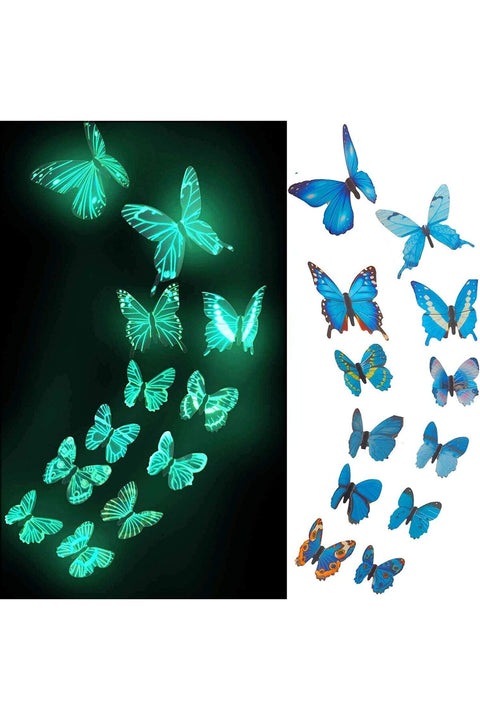 12Pcs Butterfly Decals Glow, in The Dark 3D Butterfly Stickers, Ceiling Wall Decor Adhesive Butterflies, for Kids Bedroom Nursery Living Room Luminous, Create a Realistic Butterfly Home Garden