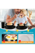 24 Piece Black Dinnerware Set, Unbreakable Plastic Plates Bowls Cups, BPA Free Reusable Tableware