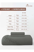Pure Combed Cotton Super King Fitted Sheet 200x200 cm Dark Grey, 400 Thread Count Cool Luxury Soft
