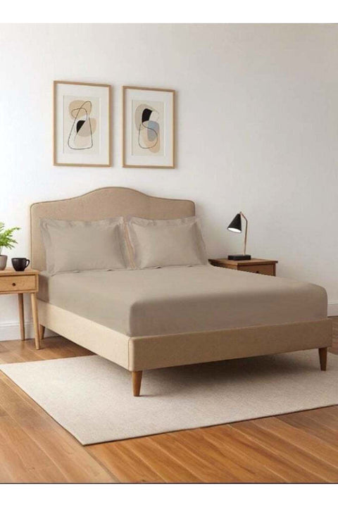 Pure Combed Cotton Queen Fitted Sheet 160x200 cm Simply Taupe, 400 Thread Count, Sateen Weave