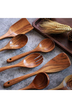 N/N Wooden Non-Stick Kitchen Pan Toolset 7 Pieces Set, 100% Natural Teak Kitchen Utensils Spatula