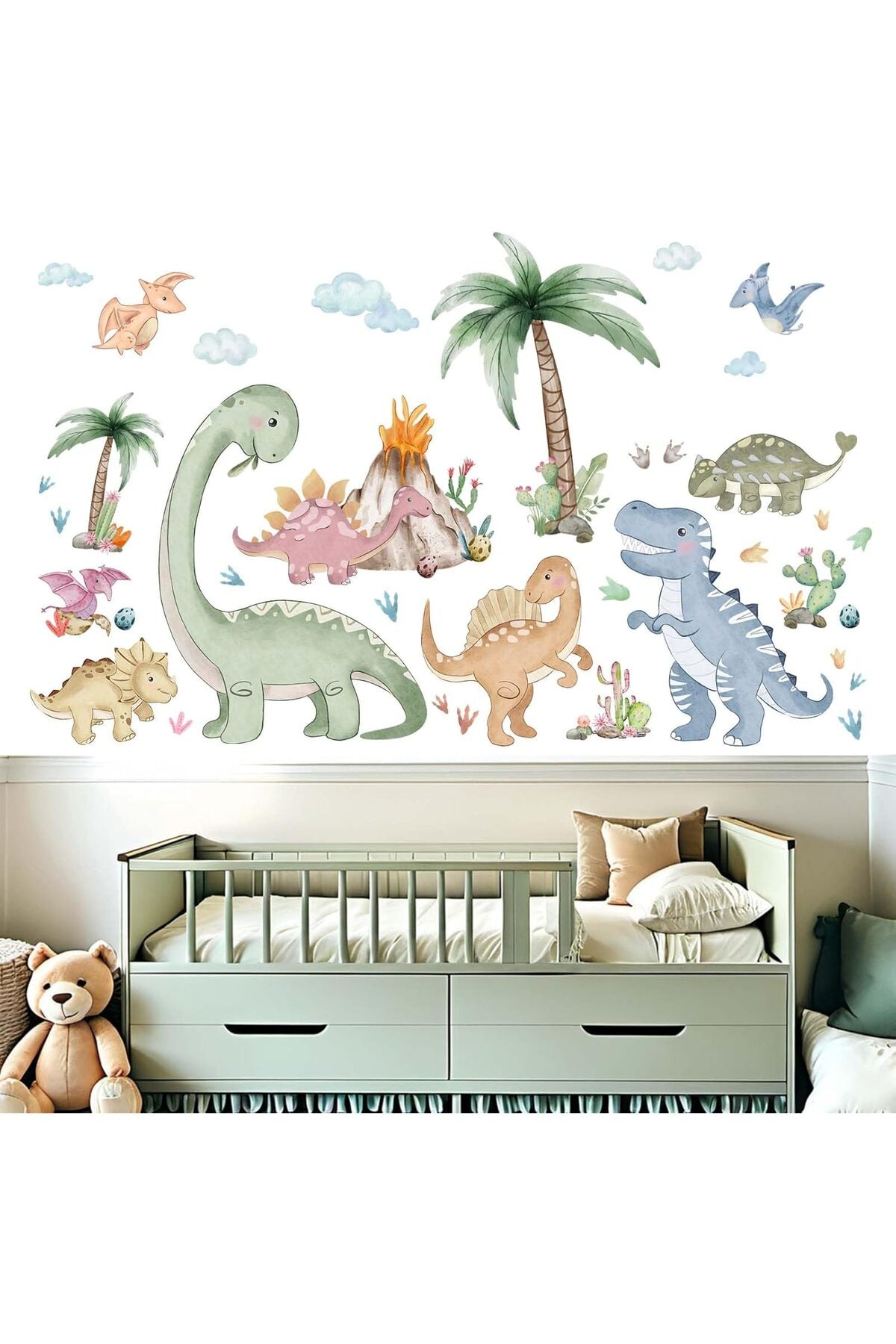 Dinosaur Wall Stickers for Boys Room: Peel and Stick Dino Wall Decals - Baby Nursery Bedroom - Children Supplies Ages 1-12 Years Wall Decor Art