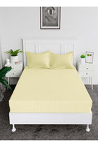 Deep Fitted Bed Sheet +2Pcs Pillow Covers, King/Queen/Double/Single Sizes, Color Cream, Depth 30cm
