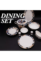 B&S Porcelain Round Dinnerware Set | 97PCS Ceramic Tableware with Floral Design (Emaan)