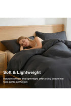 Double Duvet Cover Set, 3 PCS, 100% Bamboo Viscose, Cooling, Dark Grey