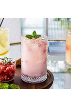 Hobnail Drinking Glasses Set of 4, Art Deco Vintage Glassware, 12 oz Tall Crystal Tumblers, Clear Embossed Glass Cups, Romantic Iced Beverage Glass, for Beer, Cocktail, Soda, Cappuccino