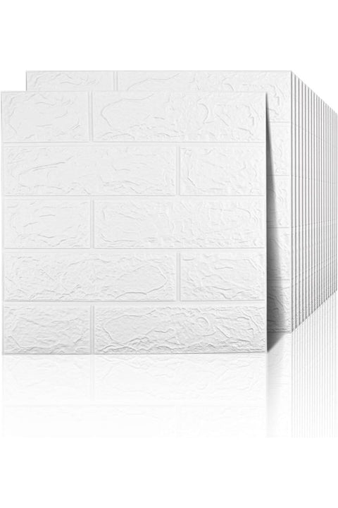 20 PCS White 3D Wall Panels, 29 sq.feet Coverage, Printable Wallpaper Sticker with Self-Adhesive Waterproof Brick PE Foam Wall Panels Peel and Stick for Interior Wall Decor, Home Decoration