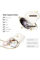 Bucket Bag for Women, Small Crossbody Shoulder Bag, Water-Resistant PU Leather Satchel, Retro Fashion Handbag with Chain Strap for Daily Use – White