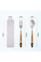 CapyBara Design Kids Cutlery Set with Case - 2-Piece Stainless Steel BPA Free Cutlery Set Includes Spoon, Fork and Case for Lunch Box, Picnic and Travel (Brown w/Cup)