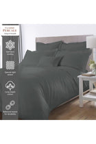 Cotton Double Duvet Cover 200x200 cm Dark Grey, 100% Long Staple Cotton Percale Weave Quilt Cover with Button Closure (Bedding Set - 3 pc)