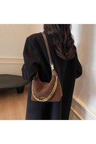 Elegant Suede Crossbody Handbag, Brown PU Leather with Gold Chain Strap, Vintage Style Shoulder Purse, Large Capacity Tote for Daily Use Tote Handbag for Women