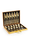24-Piece Stainless Steel Cutlery Set Kitchen Utensil Set Western Cutlery With Textured Surface Gold