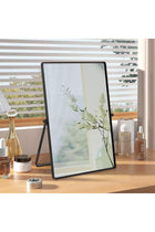 Black Table Mirror - Portable Vanity Metal Framed Rectangular Desk Mirror with Stand for Bedroom, Living Room, Office - 30x22cm