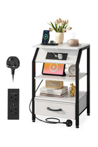 Nightstands with Power Strip, Bedside Table with Drawer, Sofa Side Table with Storage