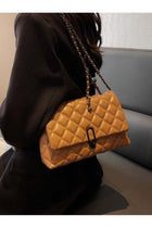 ZORIA Women's Quilted Crossbody Bag, PU Leather Adjustable Chain Shoulder Purse & Evening Handbag - Brown