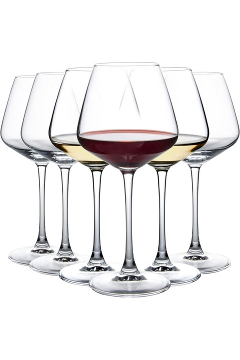 UMEIED Red Wine Glasses Set (15 Oz, Set of 6), Burgundy Wine Glasses Long Stemmed Crystal Clear Glass