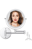 7'' Bathroom Mirror with Light, Rechargeable 3X Magnifying Mirror, Double-Sided Wall Mount Makeup Mirror with 3 Color Lights and Dimmable