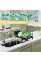 Bayt Easy - High-Quality Drain Rack - Countertop Drain Rack for Small Kitchens with Drain Tray, Dish Rack, Rotating Drain System, Scratch-Resistant Stainless Steel - Black (15" L×11" W×5.9" H)