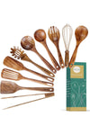 Aiuhi Wooden Kitchen Utensils Nonstick Natural Teak Wood For With Spatula And Ladle (10)