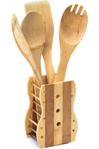 4 Pieces Pure Bamboo Wooden Solid Turner, Spatula, Slotted Spoon & Spoon Kitchen Essentials Cooking Utensils Tool Set