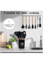 Kitchen Cooking Utensils Set, 46 pcs Non-Stick Silicone Spatula Set with Holder (Black)