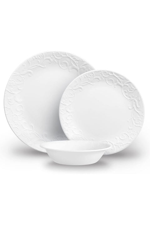 Vitrelle Glass Dinnerware, 12pc Set, New York White