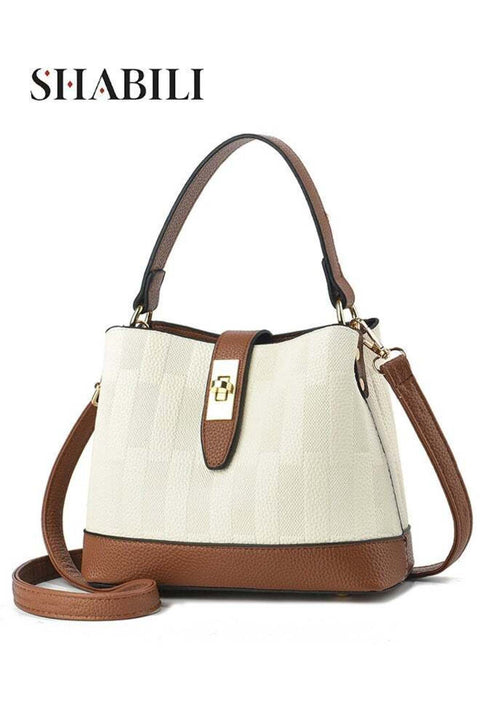 Women PU Shoulder Bucket Crossbody Sling Tote Handbag Large-Capacity Multi-Pocket