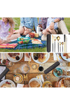 8 Pieces Stainless Steel Flatware Set Portable Reusable Cutlery Set Travel Utensils (Black Golden)