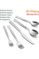 E-far Hammered Silverware Set, 40-Piece Stainless Steel Flatware for 8