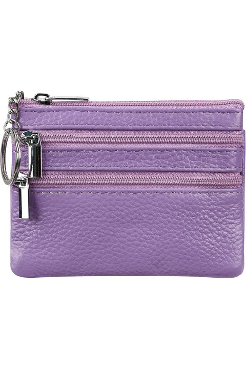 Genuine Leather Purse for Women with Keyring