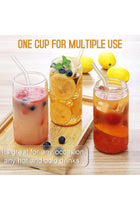 Drinking Glasses 4pcs Set – 470ml (16oz) Can-Shaped Clear Glass Cups, Iced Coffee & Tea Tumblers