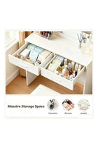 Vanity Desk with Lighted Mirror and Stool, White Dressing Desk with Storage Drawers & Shelve. Ideal Dressing Table for Bedroom, Dressing Room