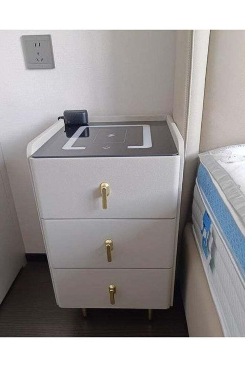 Smart Bedside Table Bedroom Bedside Cabinet with drawers Nightstand, With Charging, Modern Night Table With LED Light Tables.