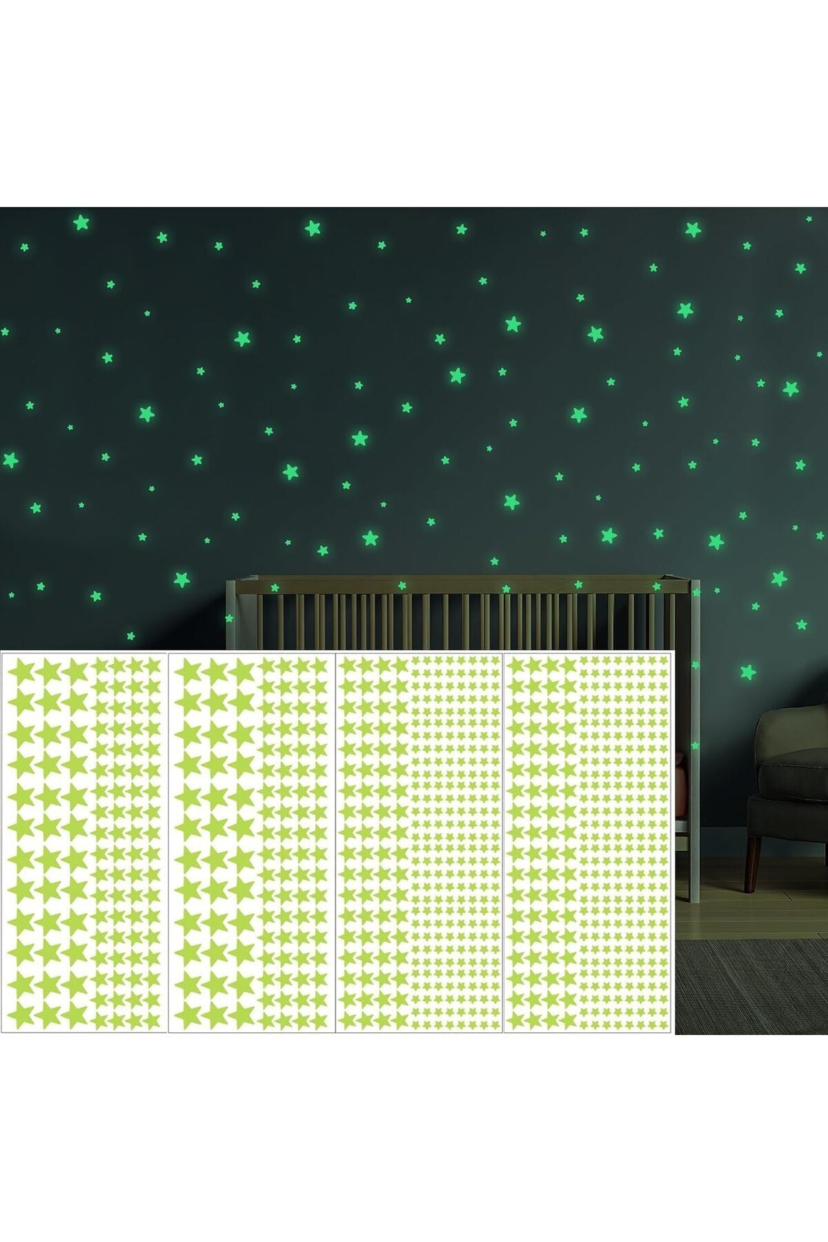 840 Pcs 3D Room Wall Decor Ceiling Stars,Glow in The Dark Stars Stickers for Ceiling, Glow in The Dark Star Stickers Glow in The Dark Wall Decals for Kids Bedding Room or Party Birthday Gift