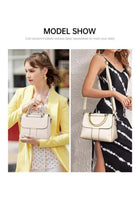Women PU Multi-Pocket Fine-Stitch Shoulder Bag Crossbody Tote Satchel Handbag