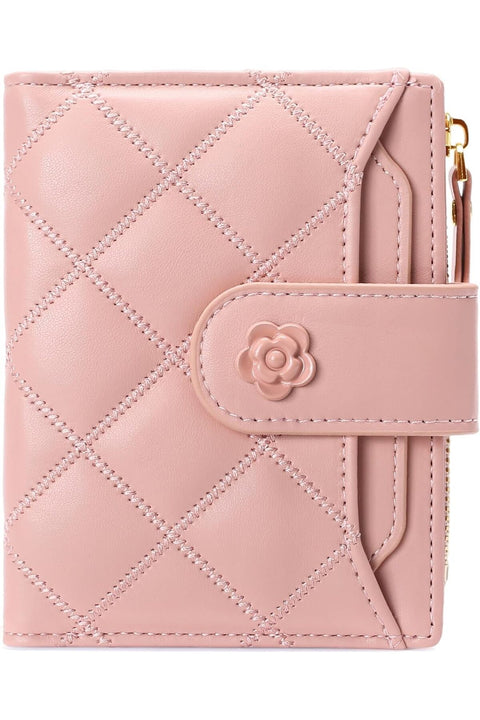 Small Wallets for Women Leather Bifold Wallet Women RFID Blocking Purse Holder with 15 Card Slots and ID Window Coin Pocket (PINK)