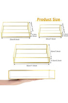 3 Pieces Mirror Tray, Rectangle Metal Vanity Mirror Tray,Can be stored for Perfume, Jewelry, Makeup, Cosmetic,Suitable for Dresser, Bedroom,Bathroom,Hotel, 3 Sizes