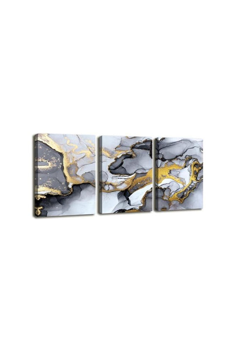 Marketplace Abstract Art, Modern Gold Fluid Ink Canvas Wall Art Prints For Bedroom Living Room Office Home Decor Picture Artwork Ready To Hang Framed 12X16