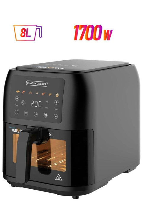 BLACK+DECKER Air Fryer, 1700W, 8L Large Capacity, Digital Touch Control, 7 Preset Functions