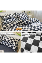 Lunoroey Checkered Duvet Cover Set Double Size Black And White Checkerboard Plaid Grid Quilt Cover