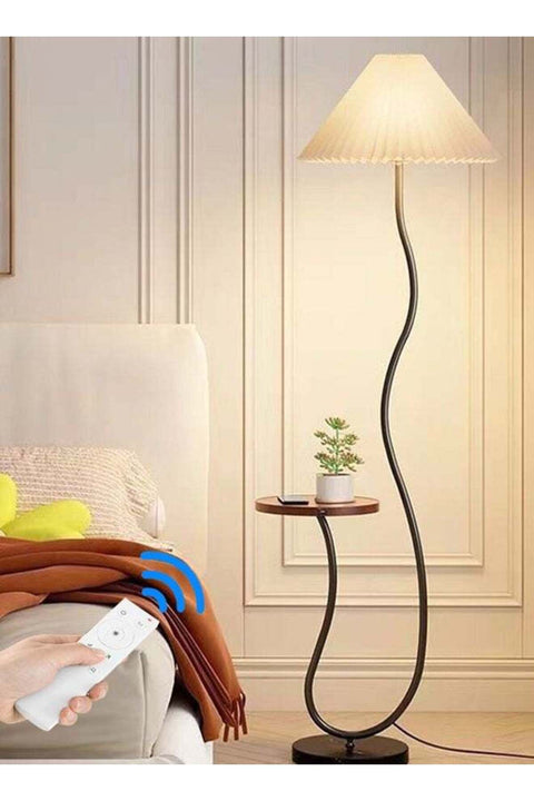 Floor Lamp Standing Light Nordic Iron Floor Lamp With Wood Table Standing Light Marble Base Fabric Lampshade