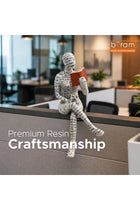 Beram Reading Statues Set of 3 Cross Leg Sitting and Sleeping Reader Figurines Modern Resin Book Lover Sculptures for Home Décor Bookshelf Office Study Room Library Decoration