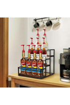 3 Tier Wood Coffee Syrup Rack, Syrup Holder Stand, Metal Coffee Station, Spice Storage Shelves, Kitchen Storage Rack, Home Diplay Rack, Countertop Rack for 12 Bottles Syrup Syrup