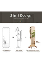 Rotaty Full Length Mirror, 166 × 30 CM, Unique Solid Wood Oversized Floor Mirror with Coat Rack, Full Body Mirror for Bedroom, Entryway, Living Room (White)