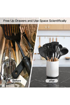 LATCHHOOK White Utensil Holder for Countertop, Glossy Ceramic Utensil Crock, 4.5×6.4 IN