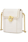 Bucket Bag for Women, Small Crossbody Shoulder Bag, Water-Resistant PU Leather Satchel, Retro Fashion Handbag with Chain Strap for Daily Use – White