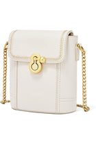 Bucket Bag for Women, Small Crossbody Shoulder Bag, Water-Resistant PU Leather Satchel, Retro Fashion Handbag with Chain Strap for Daily Use – White
