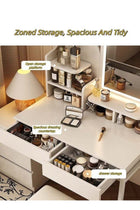LED Lighted Dressing Table with Charging Station，White Expandable Makeup Vanity Desk with 3 Lighting Modes, 5 Large Drawers，Compact Vanity Table Bedside Table for Bedroom, Dressing Room（80*11