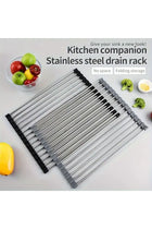 Black Stainless Steel Foldable Dish Drying Rack Space Saving No Install Kitchen Organizer