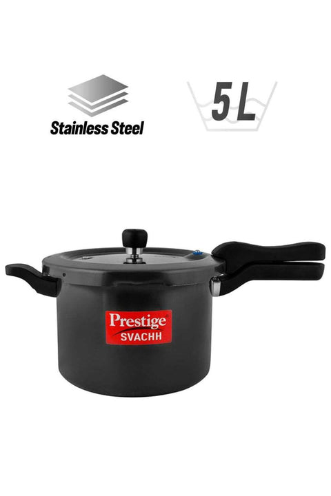 Svachh Hard Anodised Stainless Steel Pressure Cooker Black 5Liters